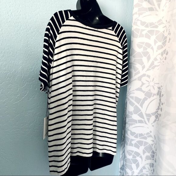 Hye Park and Lune Black & White Short Sleeve Sweater Top Size 1 - Picture 6 of 10